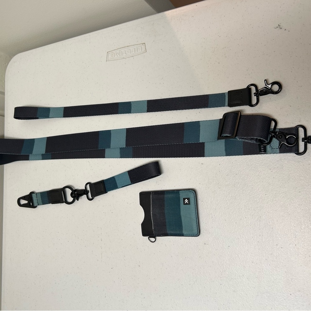 Thread Wallet Striped Lanyard, Keychain and Card Holder Set